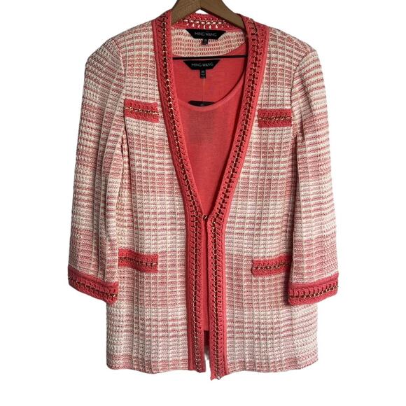 MING WANG CORAL PINK WOMEN BLOUSE AND JACKET OR BLAZER SIZE XS BRAND NEW - Picture 1 of 7